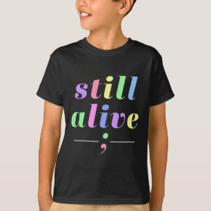 Camiseta Consciência da saúde ainda viva Semicolon Rainbow 
