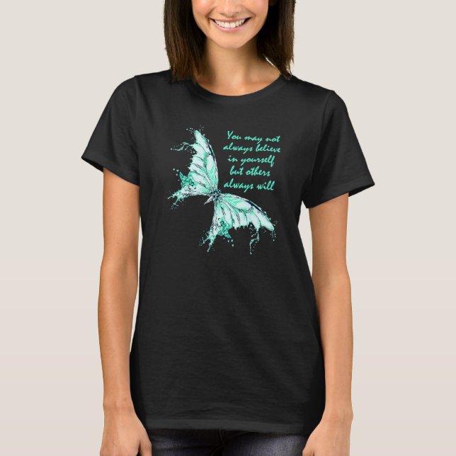 Camiseta Consciência da saúde mental da borboleta verde da  (Frente)