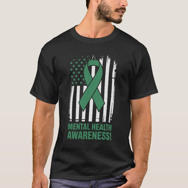 Camiseta Consciência da saúde mental perfeita, bandeira ame (Frente)