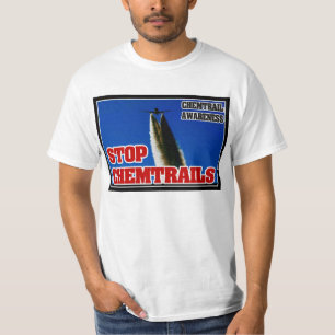 CAMISETA CONSCIÊNCIA DE CHEMTRAIL - PARE O T-SHIRT DE