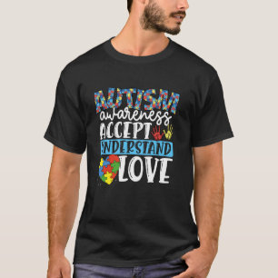 Camiseta Consciência do Autismo Aceitar Compreender Amor Co