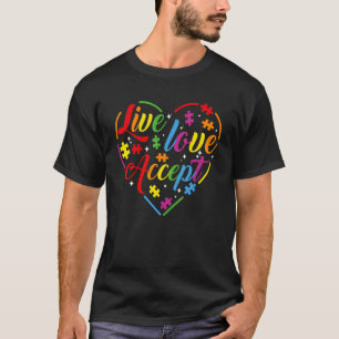 Camiseta Consciência do Autismo Aceite Viva Amor Asd Arco-í
