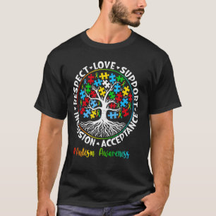 Camiseta Consciência do Autismo Azul Respeito Amor Suporte