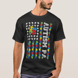 Camiseta Consciência do Autismo Bandeira Americana Autismo