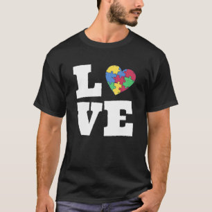 Camiseta Consciência do Autismo Cute Amor Puzzle Filho Auti