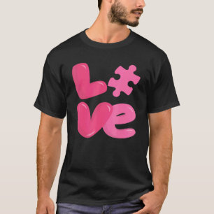 Camiseta Consciência do Autismo Cute Love Puzzle Filho Auti