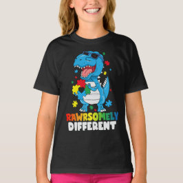 Camiseta Consciência do Autismo Dinossauro Muito Diferente
