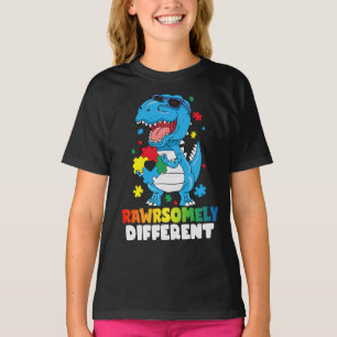 Camiseta Consciência do Autismo Dinossauro Muito Diferente