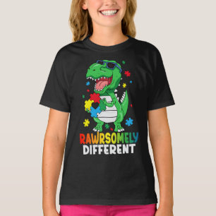 Camiseta Consciência do Autismo Dinossauro Muito Diferente