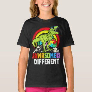Camiseta Consciência do Autismo Dinossauro Muito Diferente