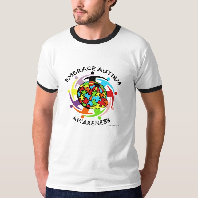Camiseta Consciência do autismo do abraço (Frente)