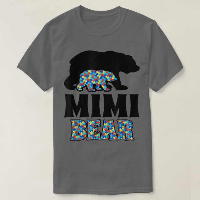 Camiseta Consciência do Autismo do Urso Mimi (Frente do Design)
