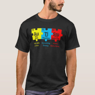 Camiseta Consciência do Autismo Elemento de Puzzle Químico
