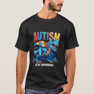 Camiseta Consciência do Autismo Engraçado T-rex Autista Col