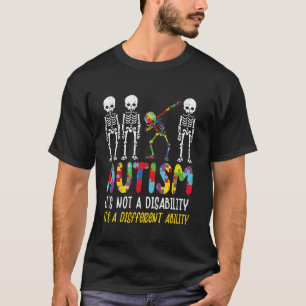 Camiseta Consciência do Autismo Esqueleto Dabbing Crianças