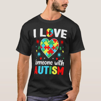 Camiseta Consciência do Autismo Eu Amo Alguém Com Autismo A