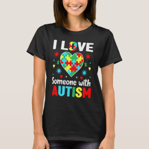 Camiseta Consciência do Autismo Eu Amo Alguém Com Autismo A