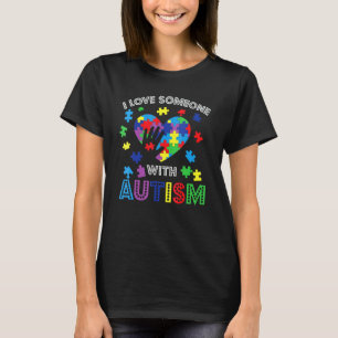 Camiseta Consciência do Autismo Eu Amo Alguém Com Suporte a