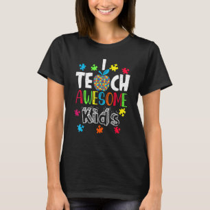 Camiseta Consciência do Autismo Eu Ensino Crianças Incrívei
