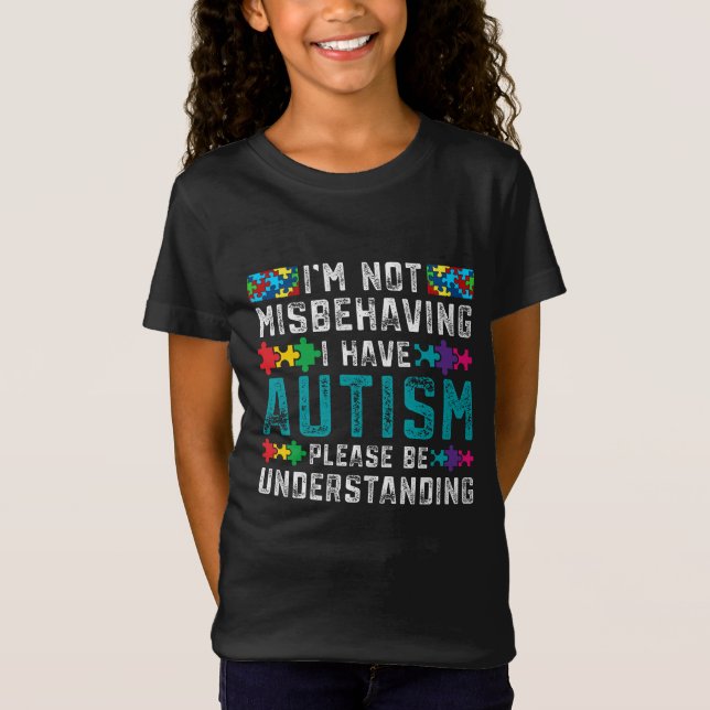 Camiseta Consciência do autismo eu sou não se portando mal (Frente)