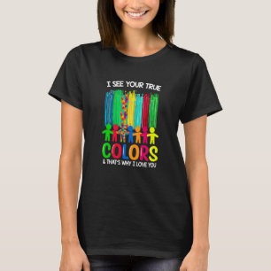 Camiseta Consciência do Autismo Eu Vejo Suas Cores Verdadei