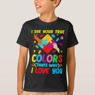 Camiseta Consciência do Autismo Eu Vejo Suas Cores Verdadei