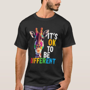 Camiseta Consciência do Autismo Girafa Fofa Animal É Ok Ser