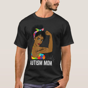Camiseta Consciência do Autismo Mãe Afro Forte Mulher Negra