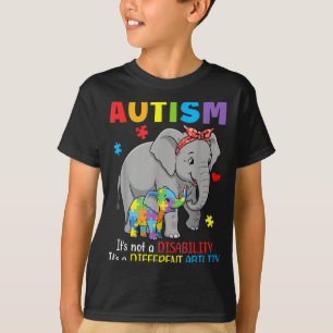 Camiseta Consciência do Autismo Mãe Elefante Habilidade Dif