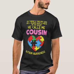 Camiseta Consciência do Autismo Primo Parte do Meu Coração