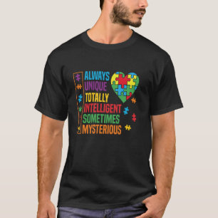 Camiseta Consciência do Autismo Único Inteligente Misterios