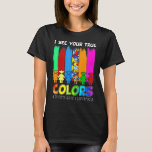 Camiseta Consciência do Autismo Vejo Suas Verdadeiras Cores