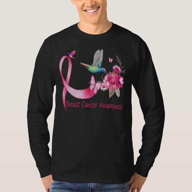 Camiseta Consciência do cancer da fita de Hummingbird (Frente)