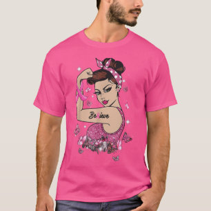 Camiseta Consciência do Cancer da Mama Acredite em Mulher F
