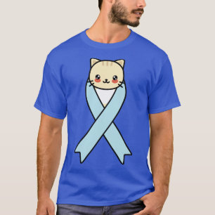 Camiseta Consciência do Cancer da próstata Kawaii Cat Azul 