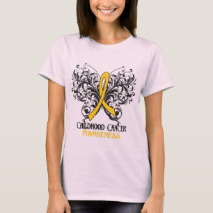 Camiseta Consciência do Cancer de Infância da Borboleta