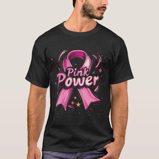 Camiseta Consciência do Cancer de mama de energia rosa (Frente)