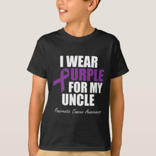 Camiseta Consciência do câncer de pâncreas Eu Visto Roxo Pa