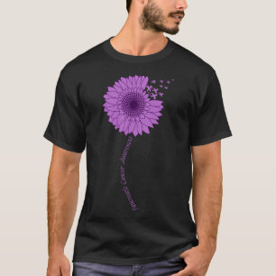 Camiseta Consciência do câncer de pâncreas Roxo de girassol