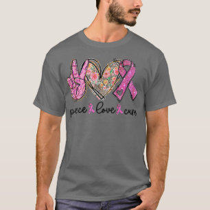 Camiseta Consciência do Cancer Figurino Pink Peace Love Cu