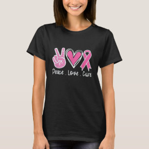 Camiseta Consciência do Cancer Figurino Pink Peace Love Cu