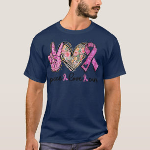 Camiseta Consciência do Cancer Figurino Pink Peace Love Cu