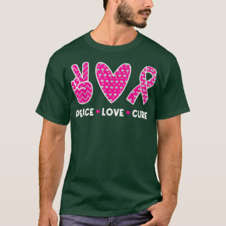 Camiseta Consciência do Cancer Figurino Pink Peace Love Cu