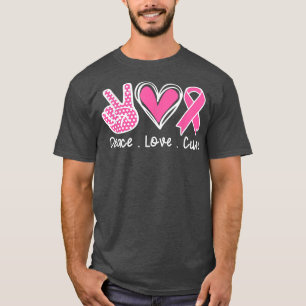 Camiseta Consciência do Cancer Figurino Pink Peace Love Cu