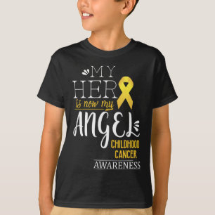 Camiseta Consciência do Câncer Infantil Meu Herói Agora É M