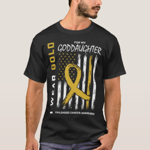 Camiseta Consciência do Câncer Infantil Ouro Padrinho Ameri