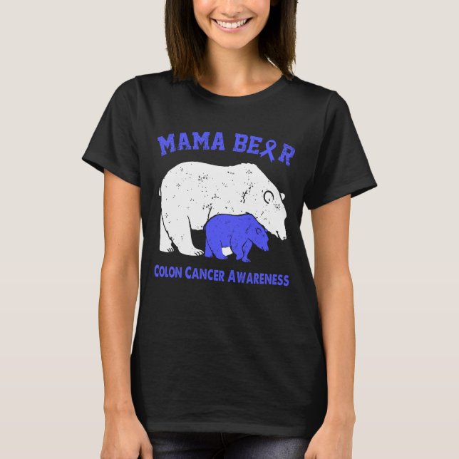 Camiseta Consciência do CANCER Mama Bear COLON (Frente)