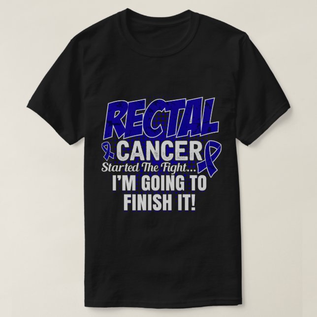 Camiseta Consciência do Cancer Retal Eu terminarei a luta (Frente do Design)