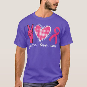 Camiseta Consciência do Cancer Rosa Paz Amor Cura Fé