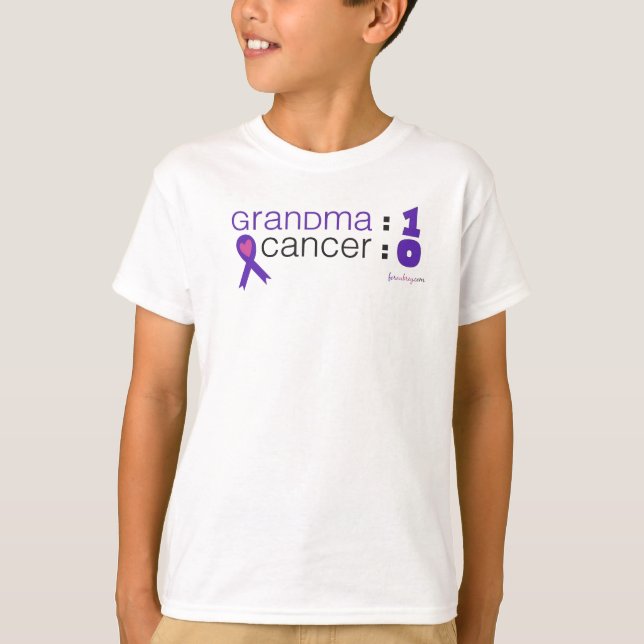 Camiseta Consciência do cancer - Vovó: 1 Cancer: 0 (Frente)